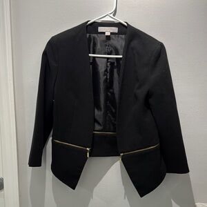 New York & Company Black and Gold Blazer with Metallic Zippers